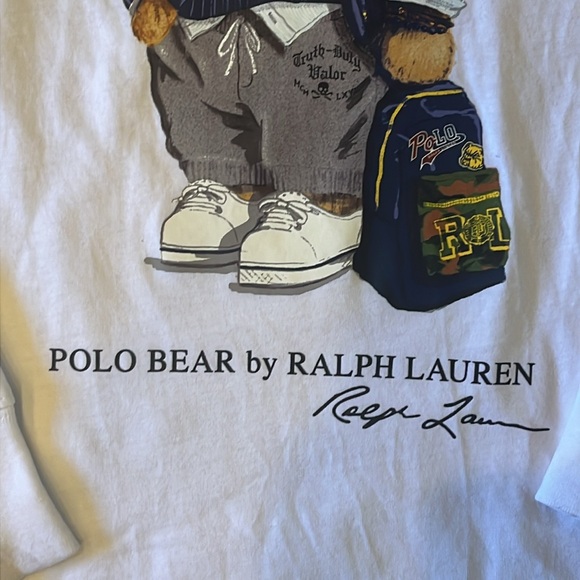 Boys Polo Bear T-shirt by  Ralph Lauren long sleeve T shirt size small 8 - Picture 7 of 7